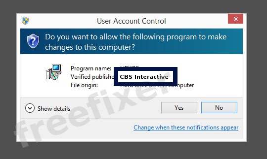 Screenshot where CBS Interactive appears as the verified publisher in the UAC dialog